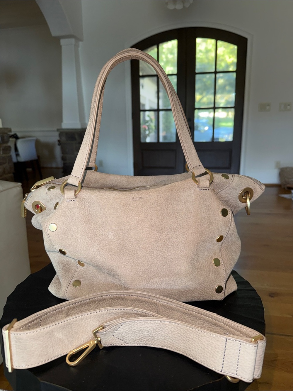 HAMMITT Los Angeles Large Daniel Bag Stone Pebble Suede Gold Hardware